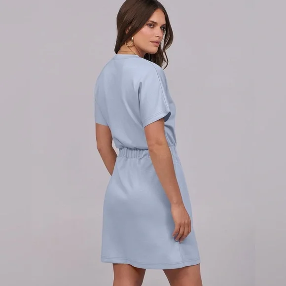 NWT-Small 2026 Summer Casual Short Sleeve Crew Neck Elastic Waist T Shirt Dress - Picture 3 of 8